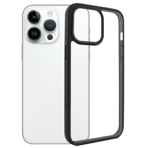 Frosted TPU + Transparent PC Phone Case for iPhone 15 Pro Max - Black
