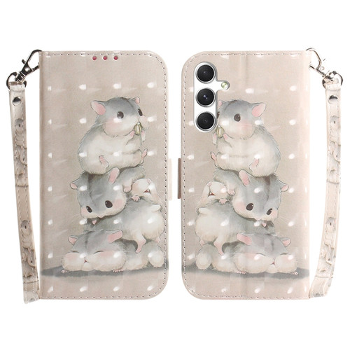 3D Colored Horizontal Flip Leather Phone Case for Samsung Galaxy S24 5G - Squirrels