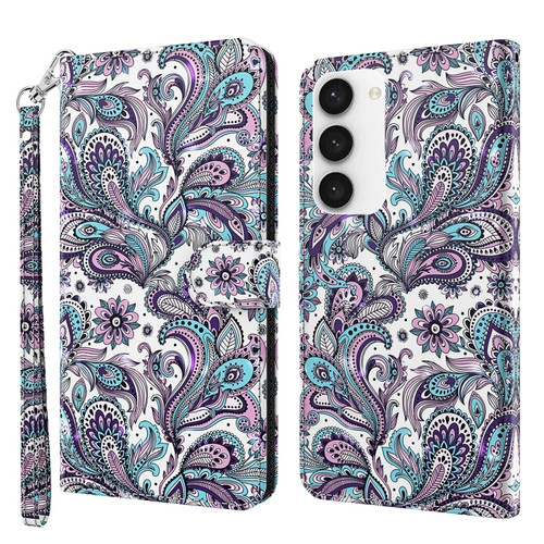 3D Painting Pattern Flip Leather Phone Case for Samsung Galaxy S24 5G - Swirl Pattern