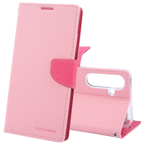 GOOSPERY FANCY DIARY Cross Texture Leather Phone Case for Samsung Galaxy S24 5G - Pink