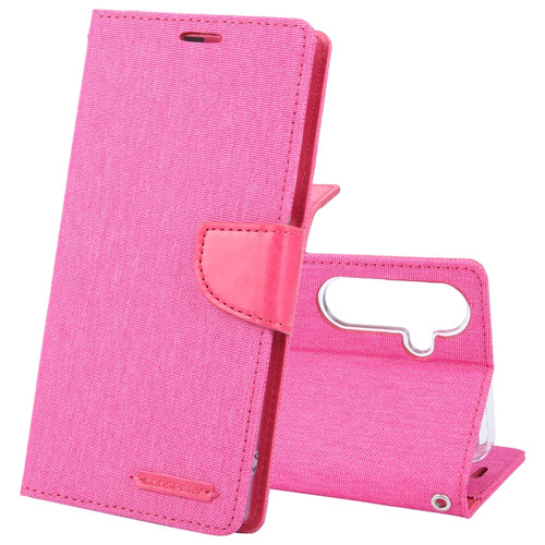 GOOSPERY CANVAS DIARY Fabric Texture Flip Leather Phone Case for Samsung Galaxy S24 5G - Rose Red