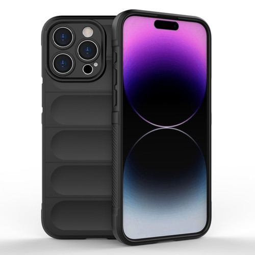 Magic Shield TPU + Flannel Phone Case for iPhone 15 Pro Max - Black