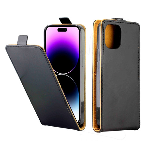 Vertical Flip Leather Phone Case with Card Slot for iPhone 15 Pro Max - Black