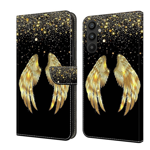Crystal 3D Shockproof Protective Leather Phone Case for Samsung Galaxy A15 - Golden Wings