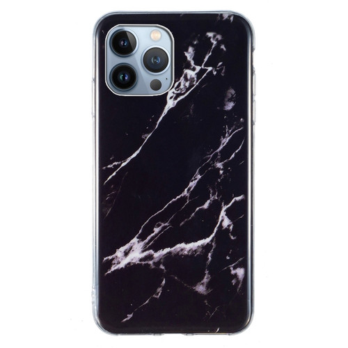 IMD Marble TPU Phone Case for iPhone 15 Pro Max - Black
