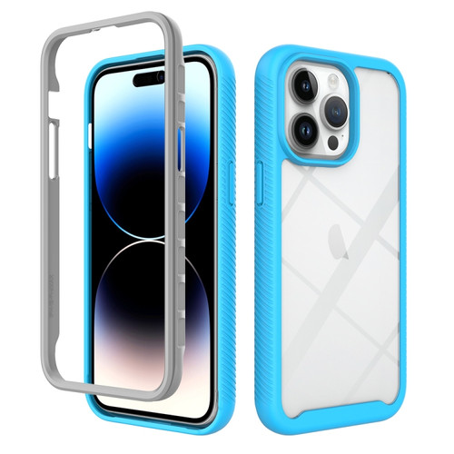 Starry Sky Solid Color Shockproof TPU Clear PC Phone Case for iPhone 15 Pro Max - Sky Blue