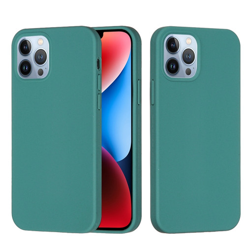 Solid Color Silicone Phone Case for iPhone 15 Pro Max - Pine Needle Green