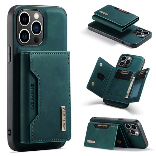 DG.MING M2 Series 3-Fold Card Bag Wallet Leather Phone Case for iPhone 15 Pro Max - Green