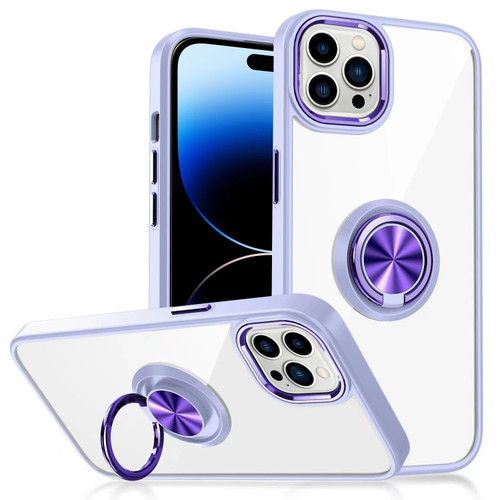 Ring Holder TPU Acrylic Phone Case for iPhone 15 Pro Max - Purple