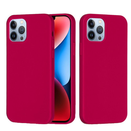 Solid Color Silicone Phone Case for iPhone 15 Pro Max - Rose Red