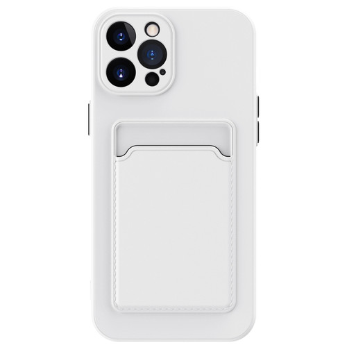 Skin Feel Card Contrast Color Button TPU Phone Case for iPhone 15 Pro Max - White