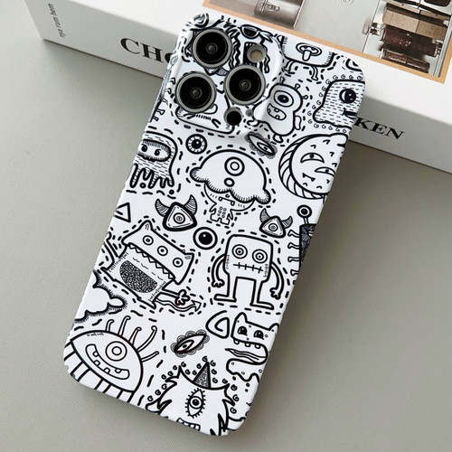 Painted Pattern Precise Hole PC Phone Case for iPhone 15 Pro Max - Block Monster