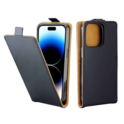 Vertical Flip Leather Phone Case with Card Slot for iPhone 15 Pro - Black