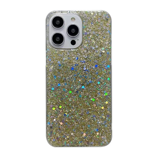 Glitter Sequins Epoxy TPU Phone Case for iPhone 15 Pro - Golden