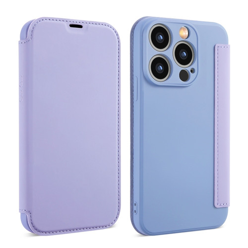 Imitate Liquid Skin Feel Leather Phone Case with Card Slots for iPhone 15 Pro - Purple