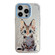 Animal Pattern Oil Painting Series PC + TPU Phone Case for iPhone 15 Pro - Stupid Cat