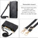 Geometric Zipper Wallet Side Buckle Leather Phone Case with Crossbody Lanyard for iPhone 15 - Black