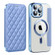 iPhone 12 Pro Max Shield Magsafe RFID Anti-theft Rhombus Leather Phone Case for iPhone 15 - Blue