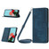 Skin Feel Stripe Pattern Leather Phone Case with Lanyard for iPhone 15 - Blue