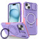 Sliding Camshield Magsafe Holder TPU Hybrid PC Phone Case for iPhone 15 - Pink Purple