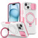 Sliding Camshield Magsafe Holder TPU Hybrid PC Phone Case for iPhone 15 - Pink White