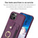 BF27 Metal Ring Card Bag Holder Phone Case for iPhone 15 - Dark Purple