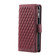 Grid Texture Zipper Leather Phone Case with Lanyard for iPhone 15 - Wine Red