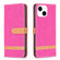 Color Block Denim Texture Leather Phone Case for iPhone 15 - Rose Red