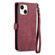 Geometric Zipper Wallet Side Buckle Leather Phone Case for iPhone 15 - Red