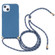 Wheat Straw TPU Shockproof Phone Case with Neck Lanyard for iPhone 15 Plus - Blue