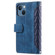 Grid Texture Zipper Leather Phone Case with Lanyard for iPhone 15 Plus - Blue