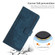 Skin Feel Stripe Pattern Leather Phone Case with Lanyard for iPhone 15 Plus - Blue