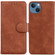 Skin Feel Pure Color Flip Leather Phone Case for iPhone 15 Plus - Brown