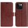 R64 Texture Horizontal Flip Leather Phone Case for iPhone 15 Plus - Brown