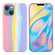 Rainbow Liquid Silicone Phone Case for iPhone 15 Plus - Pink