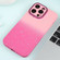 Gradient Starry Silicone Phone Case with Lens Film for iPhone 15 Plus - Pink Red