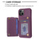 BF27 Metal Ring Card Bag Holder Phone Case for iPhone 15 Plus - Dark Purple