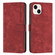 Skin Feel Stripe Pattern Leather Phone Case with Lanyard for iPhone 15 Plus - Red