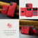 DG.MING M2 Series 3-Fold Card Bag Wallet Leather Phone Case for iPhone 15 Plus - Red