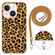 Electroplating Dual-side IMD Phone Case with Lanyard for iPhone 15 Plus - Leopard Print