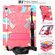 Spider Texture Silicone Hybrid PC Tablet Case with Shoulder Strap for iPad 10th Gen 10.9 2022 - Camouflage + Rose Red