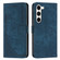 Skin Feel Stripe Pattern Leather Phone Case with Lanyard for Samsung Galaxy S23 5G - Blue