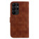 Double 8-shaped Embossed Leather Phone Case for Samsung Galaxy S23 5G - Brown