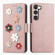 Stereoscopic Flowers Leather Phone Case for Samsung Galaxy S23 5G - Rose Gold