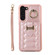 Vertical Card Bag Ring Holder Phone Case with Dual Lanyard for Samsung Galaxy S23 5G - Rose Gold