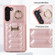 Vertical Card Bag Ring Holder Phone Case with Dual Lanyard for Samsung Galaxy S23 5G - Rose Gold