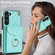 Rhombic Texture Card Bag Phone Case with Long Lanyard for Samsung Galaxy S23 5G - Mint Green