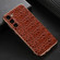 Sky Series Nano Electroplating Genuine Leather Phone Case for Samsung Galaxy S23 5G - Coffee