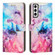 Painted Marble Pattern Leather Phone Case for Samsung Galaxy S23 5G - Pink Purple