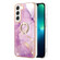 Electroplating Marble IMD TPU Phone Case with Ring Holder for Samsung Galaxy S23 5G - Purple 001